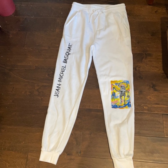 Other - NEW Jean-Michel Basquiat Sweatpants Men's  White Painting Art
